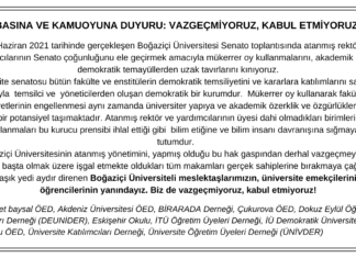 BASINA VE KAMUOYUNA DUYURU: VAZGEÇMİYORUZ, KABUL ETMİYORUZ!